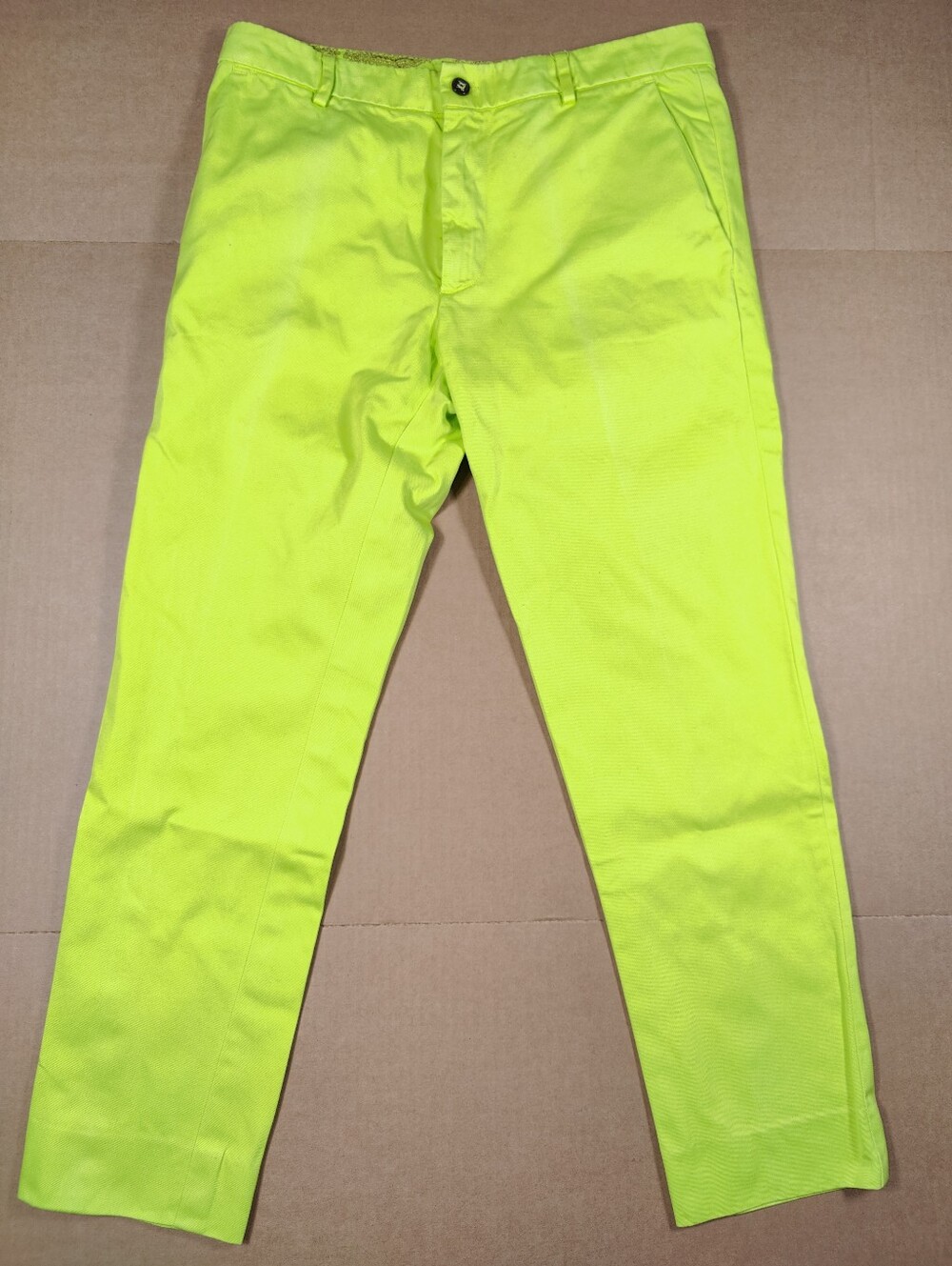 Etro Milano Lime Green 100% Cotton Chino Pants Sz 50 EU (34Wx29L) Made In Italy